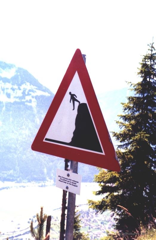 Interlaken Harder Kulm sign careful danger cliff